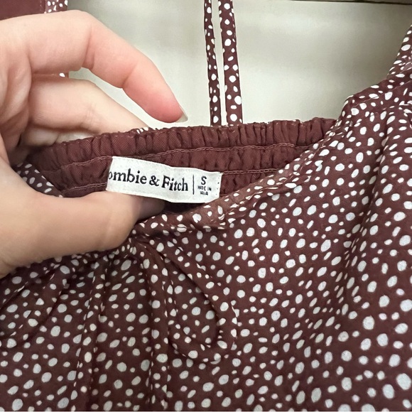 Abercrombie & Fitch Portrait Neck Long Sleeve Polka Dot Mini Dress Size Small - Picture 9 of 10